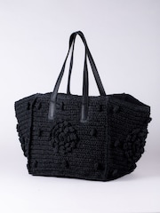 Lakeland Leather Black Nisha Raffia Tote Bag - Image 2 of 6
