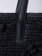 Lakeland Leather Black Nisha Raffia Tote Bag - Image 4 of 6