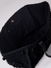 Lakeland Leather Black Nisha Raffia Tote Bag - Image 5 of 6