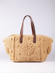 Lakeland Leather Cream Nisha Raffia Tote Bag - Image 1 of 6