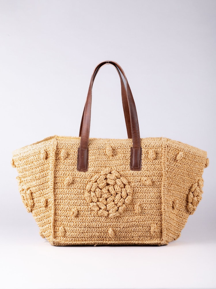 Lakeland Leather Cream Nisha Raffia Tote Bag - Image 1 of 6