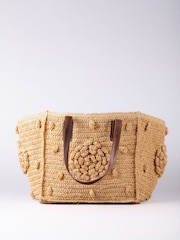 Lakeland Leather Cream Nisha Raffia Tote Bag - Image 2 of 6