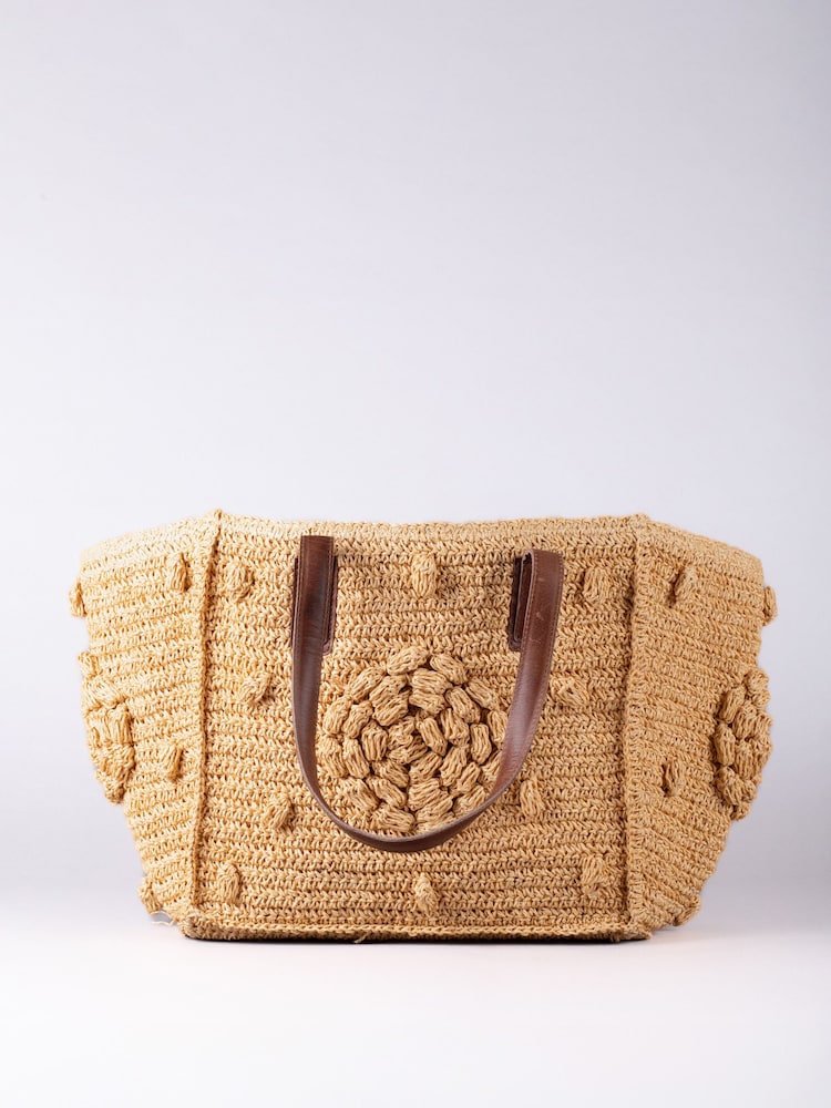 Lakeland Leather Cream Nisha Raffia Tote Bag - Image 2 of 6