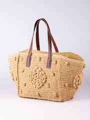 Lakeland Leather Cream Nisha Raffia Tote Bag - Image 3 of 6