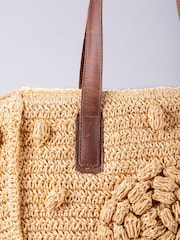 Lakeland Leather Cream Nisha Raffia Tote Bag - Image 4 of 6