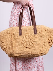 Lakeland Leather Cream Nisha Raffia Tote Bag - Image 6 of 6