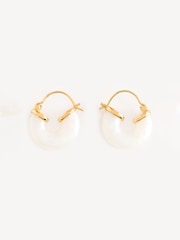 Anni Lu White Petit Swell Gold Tone Hoops - Image 1 of 2