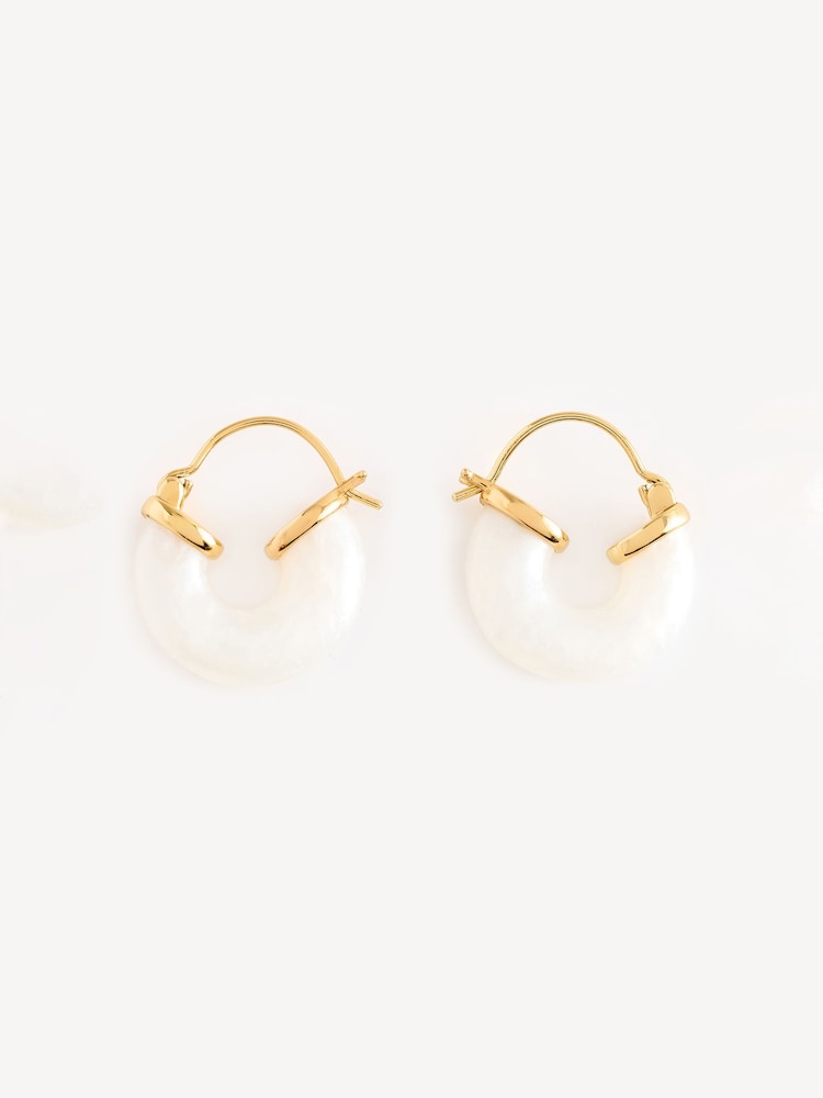 Anni Lu White Petit Swell Gold Tone Hoops - Image 1 of 2