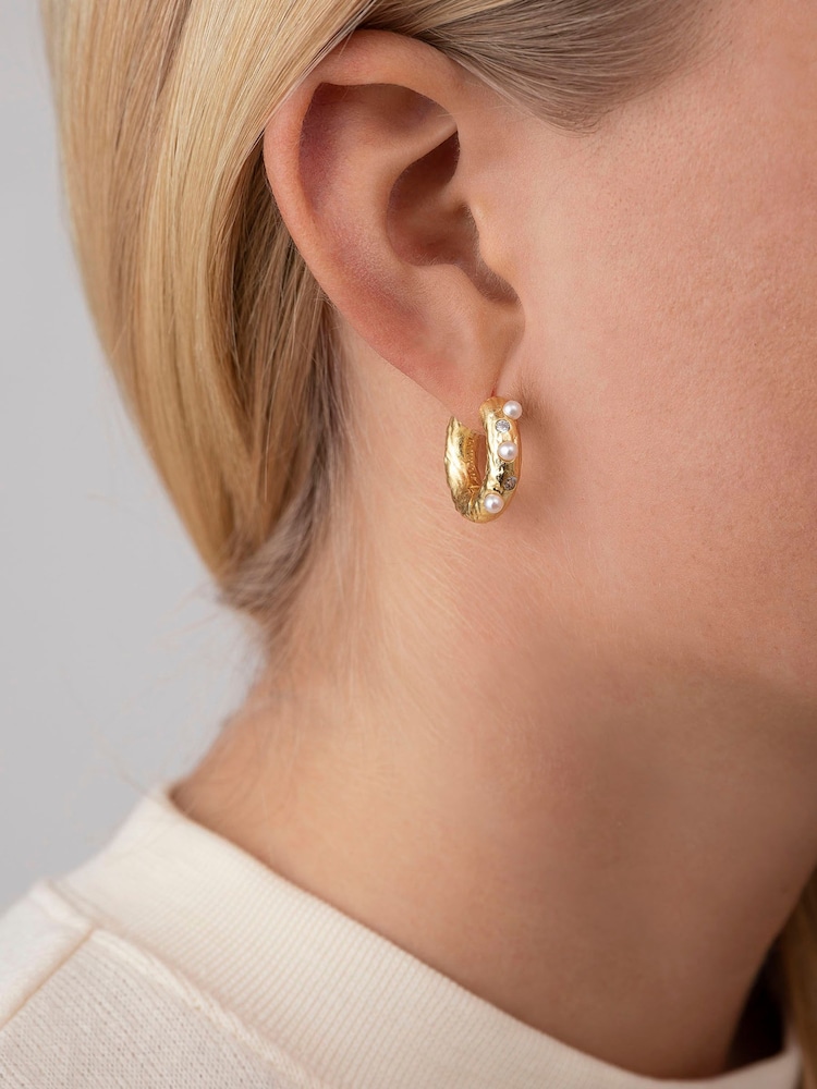 Anni Lu Gold Tone Gem In A Hoop Earrings - Image 2 of 4