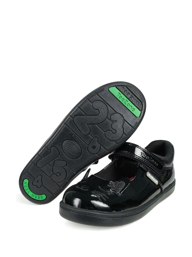 Chaussures d’école ToeZone lapin en cuir verni - Image 3 of 6