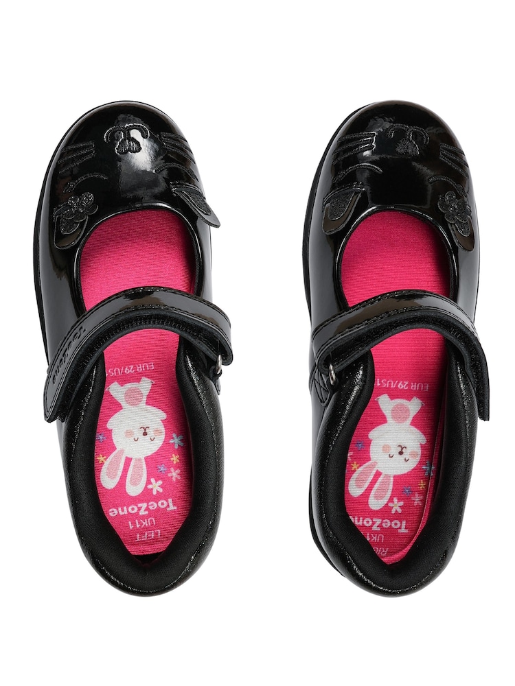Chaussures d’école ToeZone lapin en cuir verni - Image 4 of 6