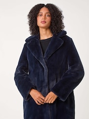 Roman Blue Faux Fur Longline Coat - Image 1 of 5