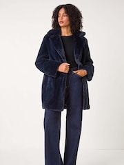 Roman Blue Faux Fur Longline Coat - Image 3 of 5