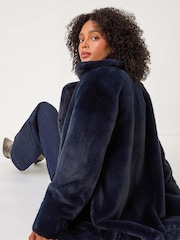 Roman Blue Faux Fur Longline Coat - Image 4 of 5