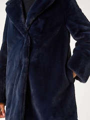 Roman Blue Faux Fur Longline Coat - Image 5 of 5