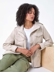 Roman Natural Funnel Neck 100% Cotton Jacket - Image 2 of 5