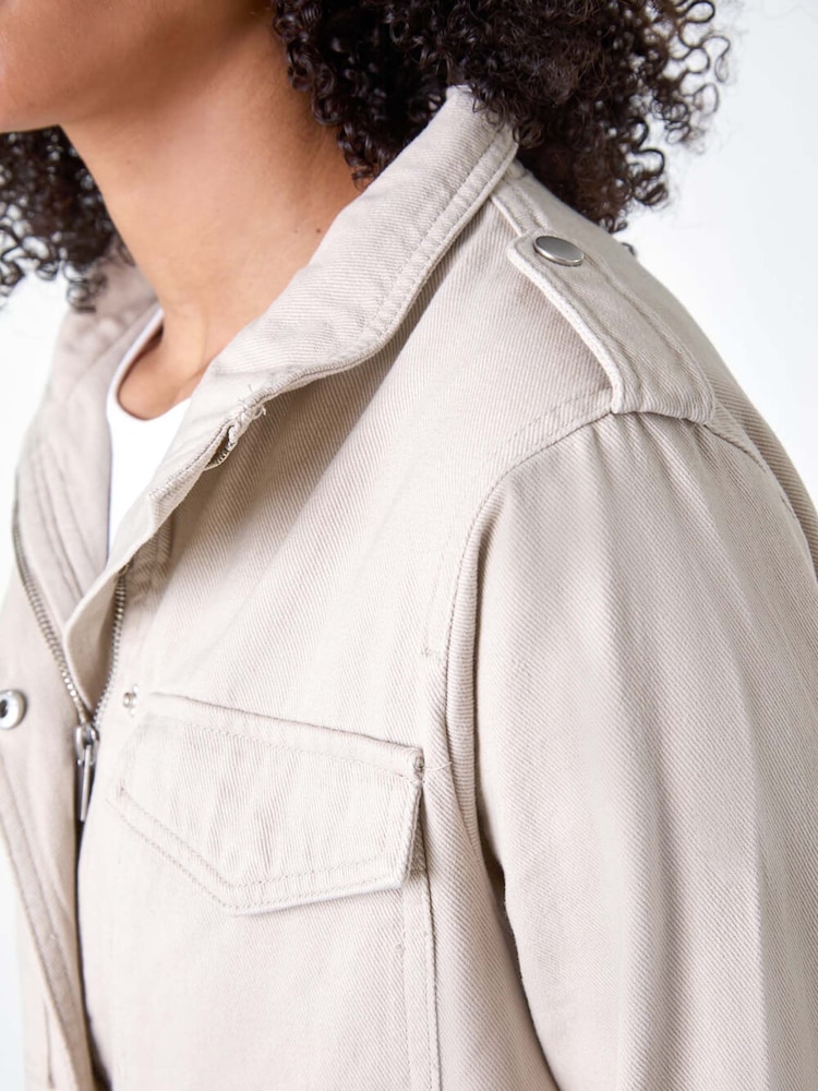Roman Natural Funnel Neck 100% Cotton Jacket - Image 5 of 5