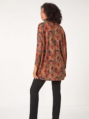 Roman Brown Print Cowl Neck Tunic Top - Image 2 of 5