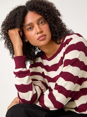 Roman Red Striped Scallop Cotton Blend Tie Jumper - Image 3 of 5