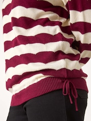Roman Red Striped Scallop Cotton Blend Tie Jumper - Image 5 of 5