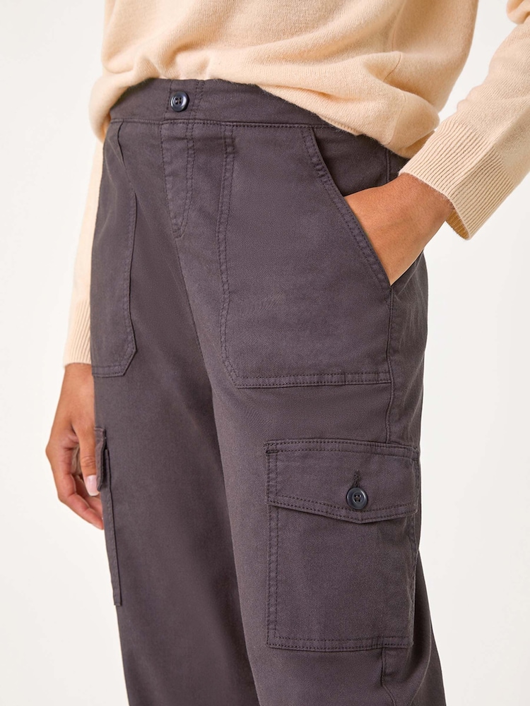 Roman Brown Casual Cargo Stretch Trousers - Image 6 of 6