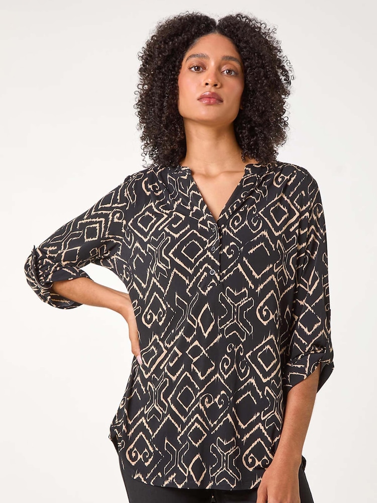 Camisa de punto elástico con estampado abstracto de Roman - Imagen 1 de 5 Camisa de punto elástico con estampado abstracto de Roman - Imagen 1 de 5