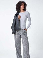 Roman Grey Soft Ribbed Stretch Knit Jumper - Image 3 of 5