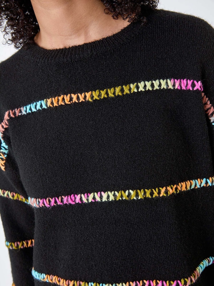 Roman Black Multi-Colour Stripe Print Knit Jumper - Image 5 of 5