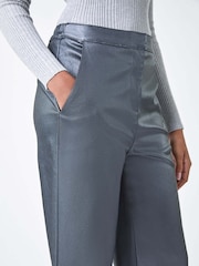Roman Metallic Coated Wide Leg Cropped Trousers - Image 6 of 6
