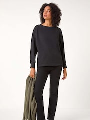 Roman Black Plain Long Sleeve Textured Jumper - Image 3 of 5