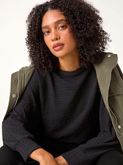Roman Black Plain Long Sleeve Textured Jumper - Image 4 of 5
