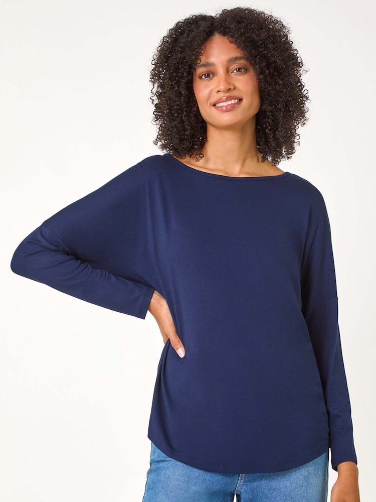 Roman Blue Batwing Long Sleeve Stretch Jumper - Image 1 of 5
