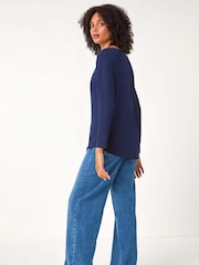 Roman Blue Batwing Long Sleeve Stretch Jumper - Image 2 of 5