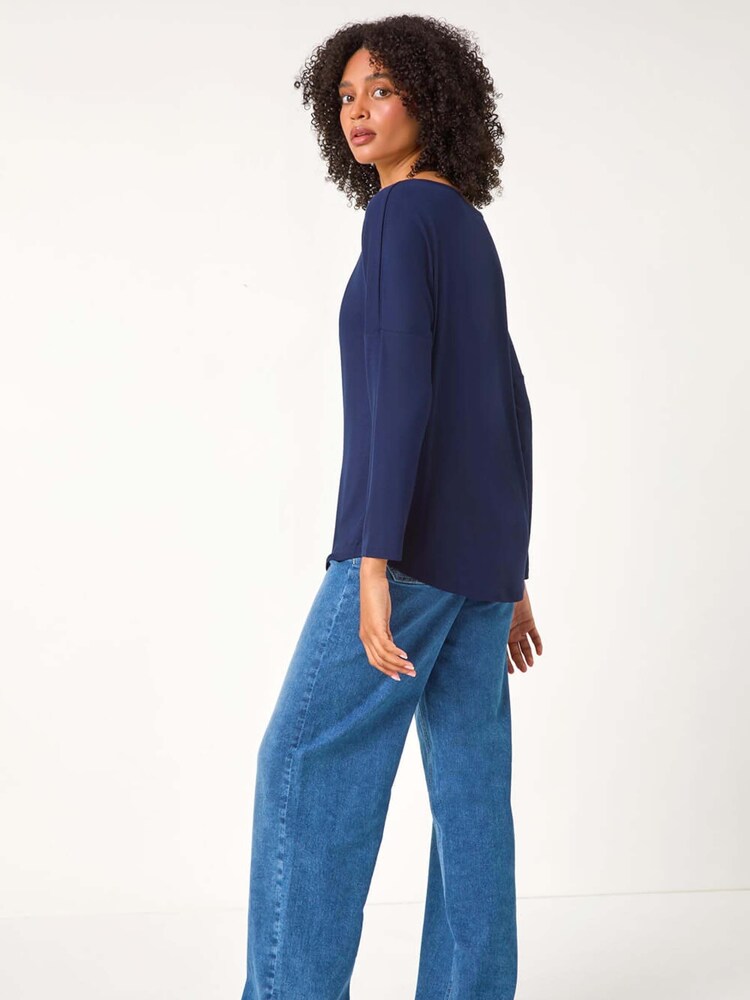 Roman Blue Batwing Long Sleeve Stretch Jumper - Image 2 of 5