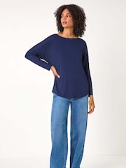 Roman Blue Batwing Long Sleeve Stretch Jumper - Image 3 of 5