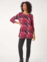 Roman Pink Abstract Print Pocket Top with Snood - Image 3 of 5