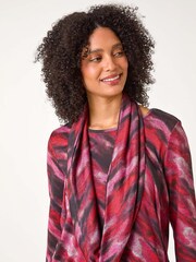 Roman Pink Abstract Print Pocket Top with Snood - Image 4 of 5