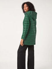 Roman Green Longline Padded Coat with Hood - Image 3 of 6