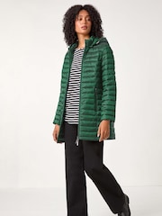 Roman Green Longline Padded Coat with Hood - Image 4 of 6