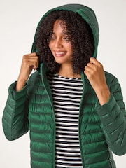 Roman Green Longline Padded Coat with Hood - Image 6 of 6
