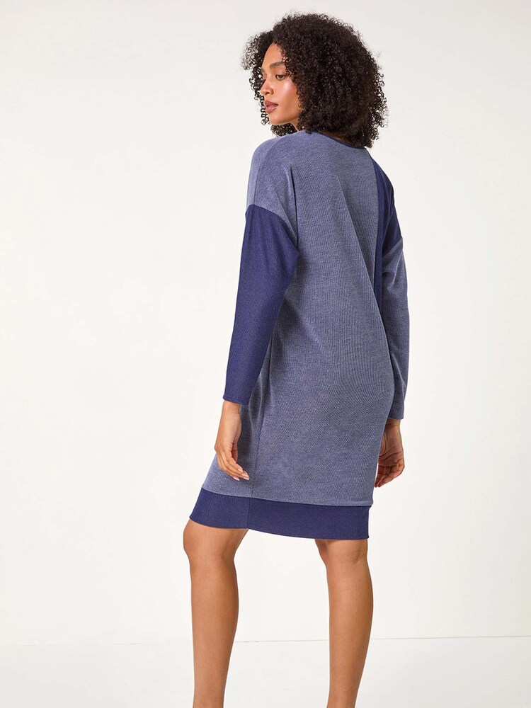 Roman Blue Colour Block Stretch Jumper Dress - Image 3 of 6