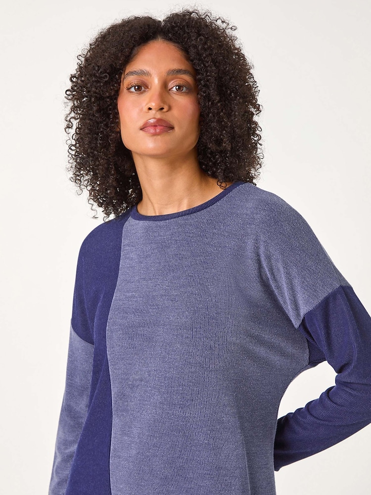 Roman Blue Colour Block Stretch Jumper Dress - Image 5 of 6