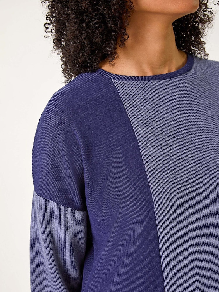 Roman Blue Colour Block Stretch Jumper Dress - Image 6 of 6