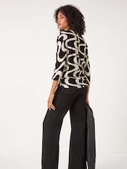 Roman Black Swirl Print Stretch Tunics Top - Image 3 of 5