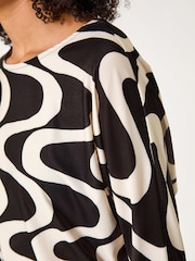 Roman Black Swirl Print Stretch Tunics Top - Image 5 of 5