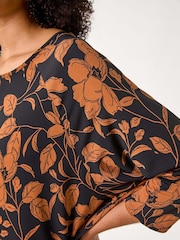 Roman Leaf Print Raglan Sleeve Stretch Top - Image 5 of 5