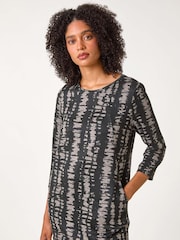 Túnica Roman Print com detalhe de bolso e Stretch - Imagem 1 de 5