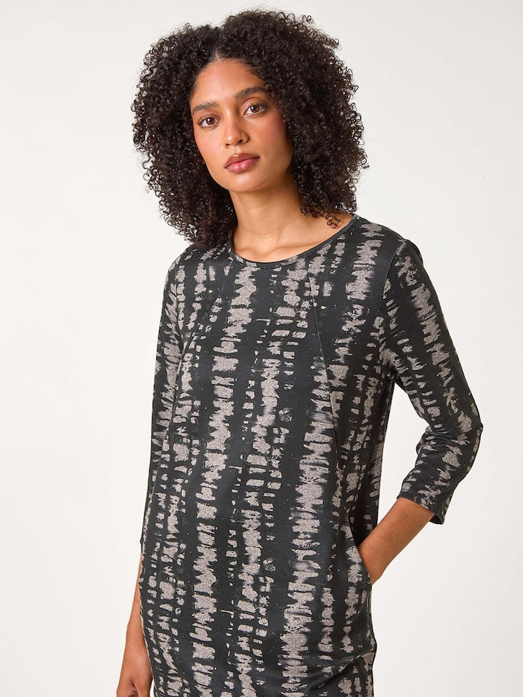 Túnica Roman Print com detalhe de bolso e Stretch - Imagem 1 de 5