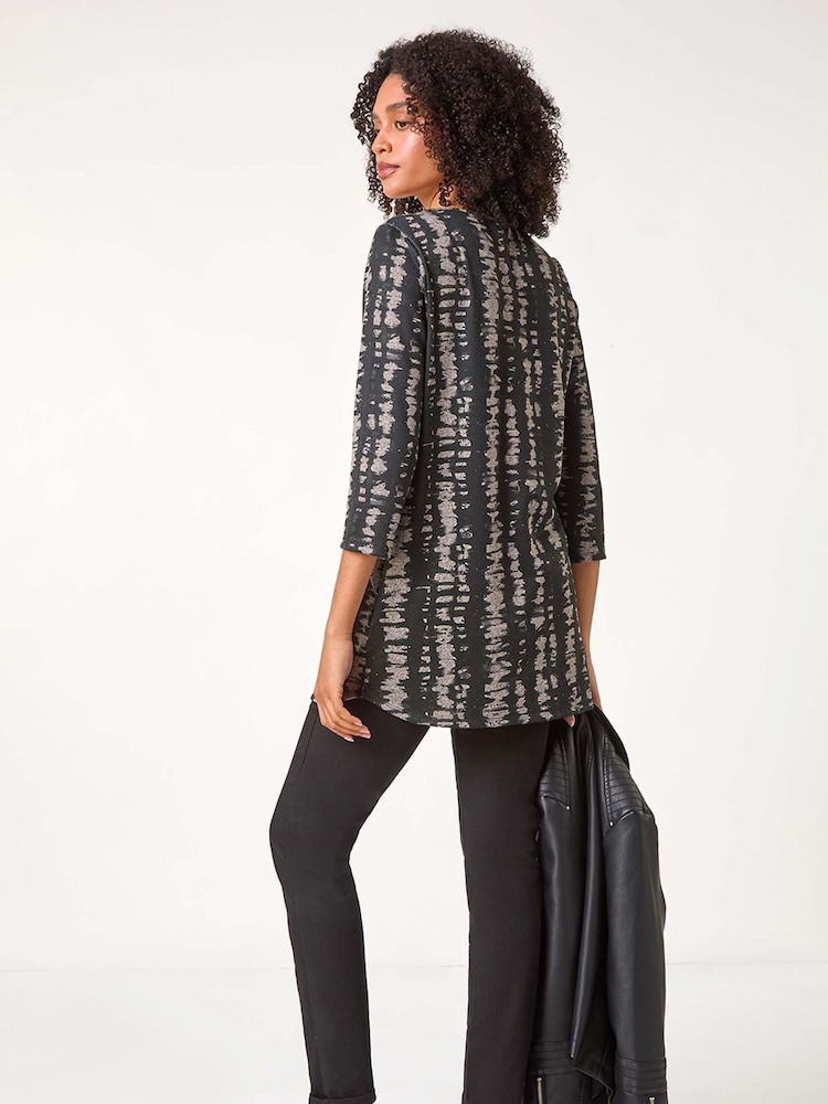 Roman Grey Abstract Print Tunic Pocket Detail Stretch - Image 2 of 5 Roman Grey Abstract Print Tunic Pocket Detail Stretch - Image 2 of 5