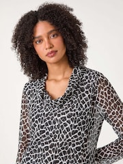 Roman – Stretch-Top mit abstraktem Print und Wasserfallausschnitt - Bild 5 von 6